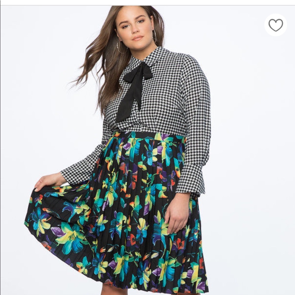 Eloquii Printed Shirtdress w/ Pleated Skirt NWT